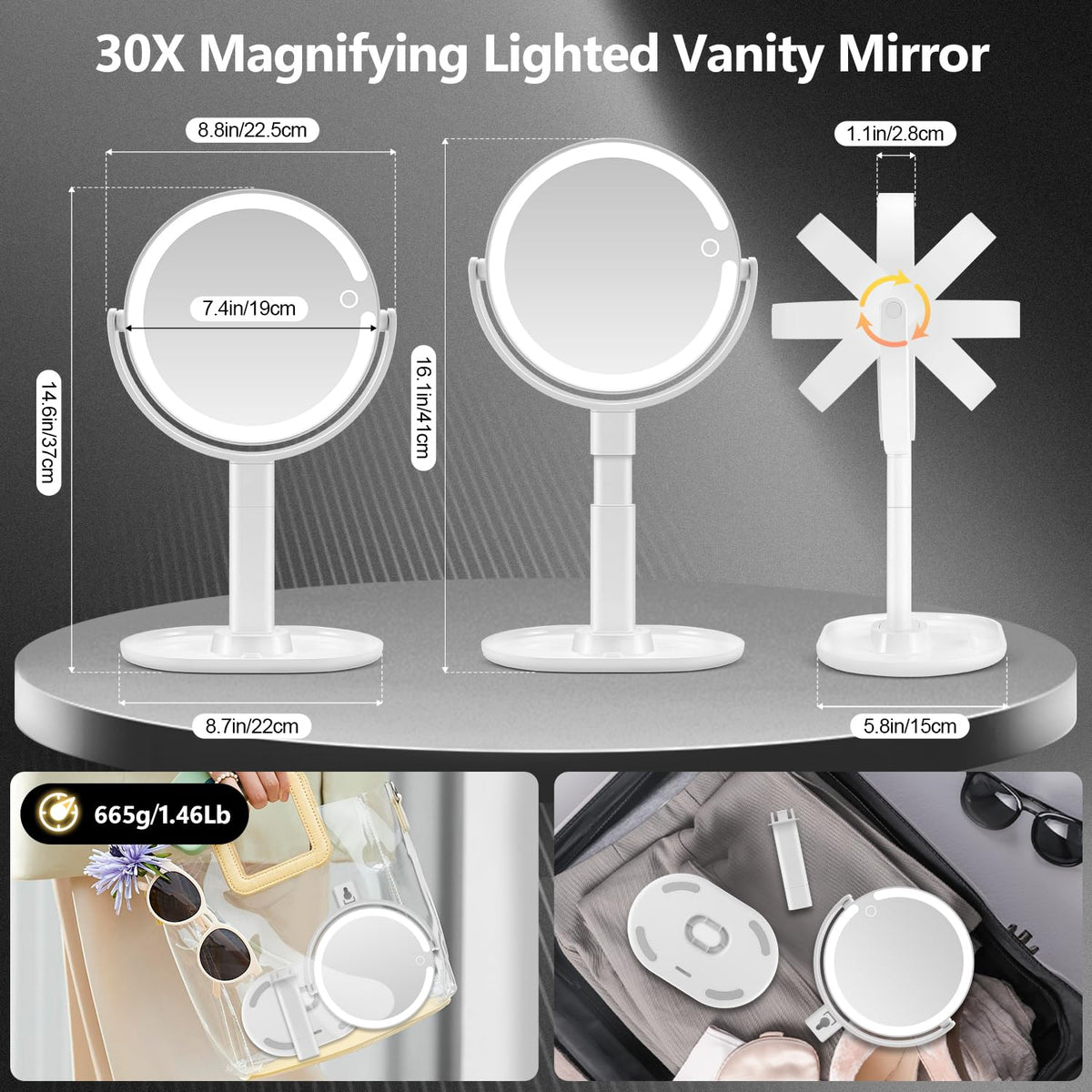 MIYADIVA Makeup Mirror with three colour light options