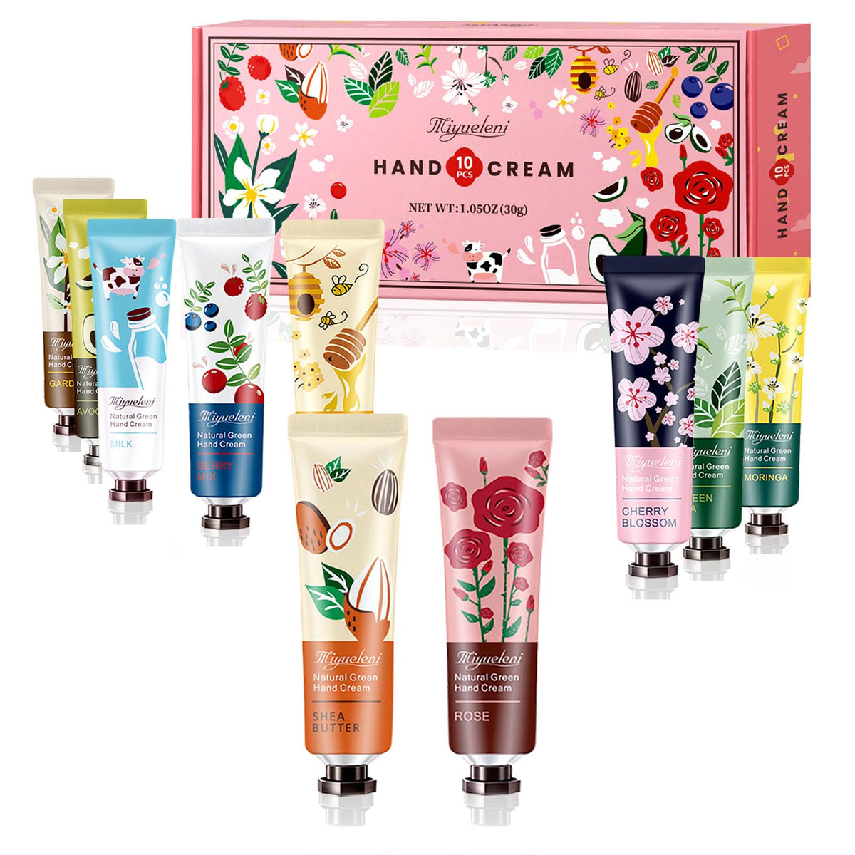MIYUELENI Hand Cream Gift Set 10 scented lotions front view