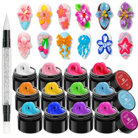 MIZHSE 12-Colour 3D Nail Gel Set front view with vibrant colours