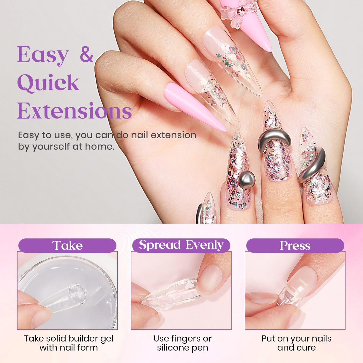 MIZHSE 3D Gel Nail Art Sculpting Gel application process