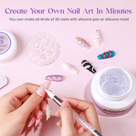 MIZHSE 3D Gel Nail Art Sculpting Molding Gel with 3D mold and pen