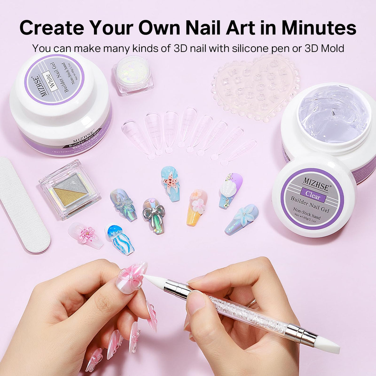 MIZHSE 3D mold and double-head pen for nail art