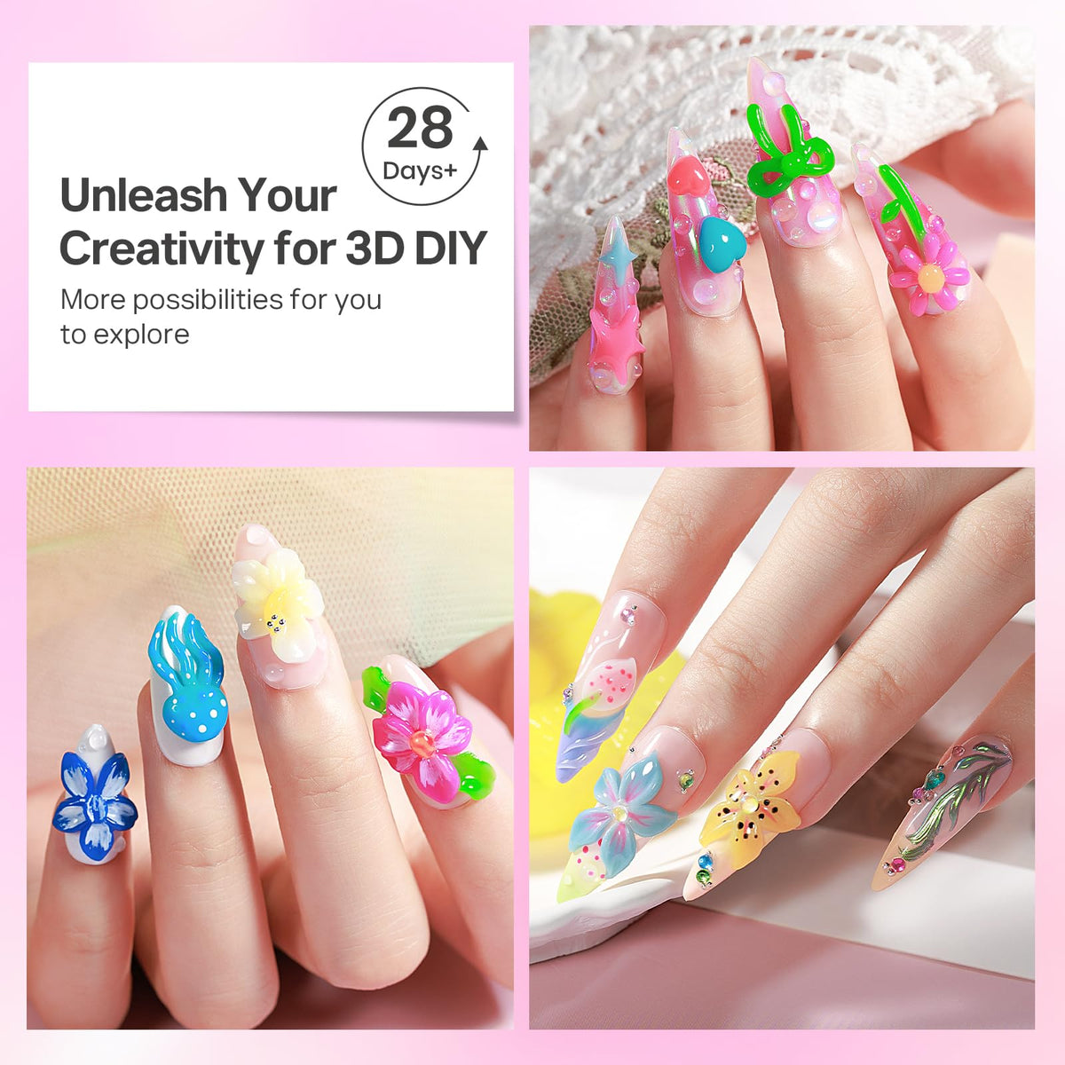 MIZHSE 3D Nail Gel Set with tools for nail art