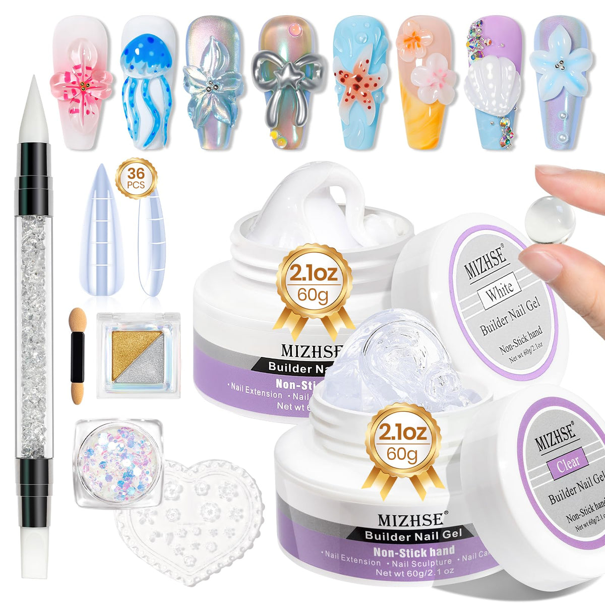 MIZHSE 3D Sculpting Nail Art Gel Kit packaging front view