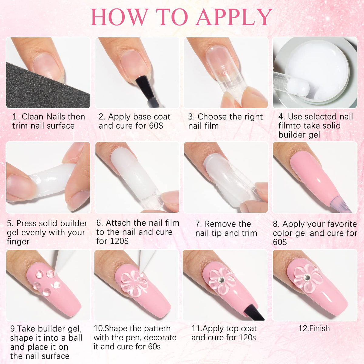 MIZHSE nail gel application on nails with UV lamp