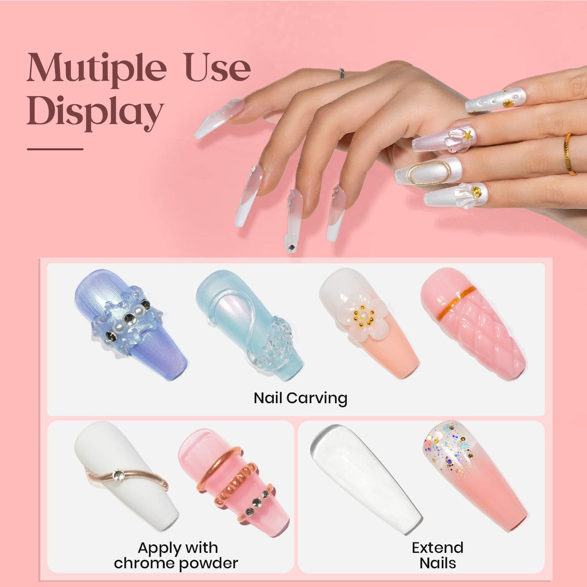 MIZHSE nail gel in nude colour with silicone pen