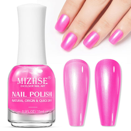 MIZHSE Pearl Hot Pink Nail Polish 15ml front view