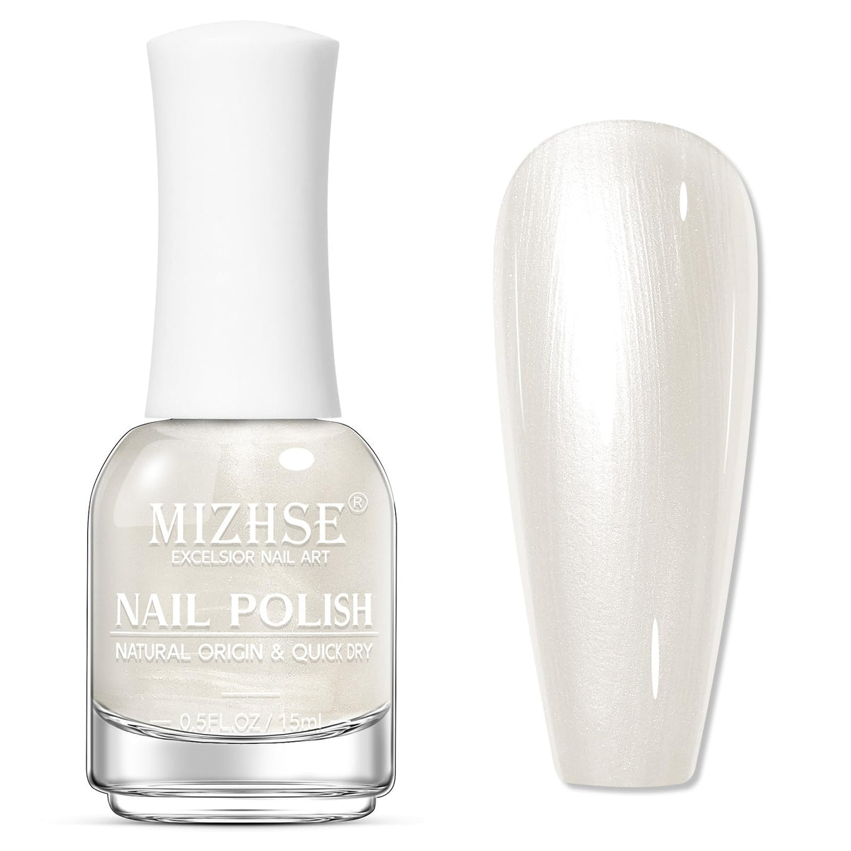 MIZHSE Pearl White Nail Polish in a beauty setup