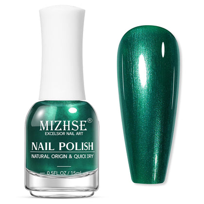 MIZHSE Pearlescent Green Nail Polish 15ml front view
