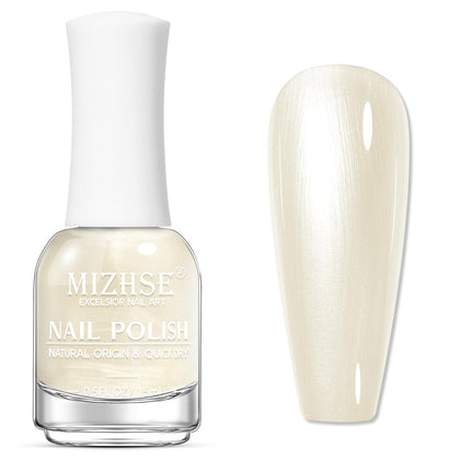 MIZHSE Pearlescent Milky White Nail Polish 15ml front view