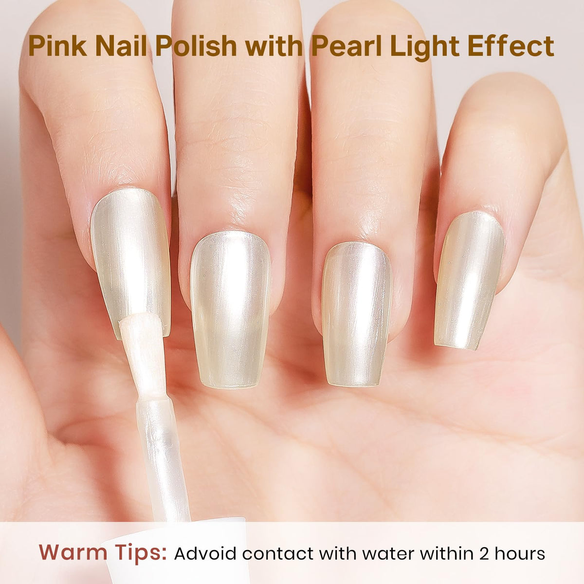 MIZHSE Pearlescent Milky White Nail Polish in lifestyle setting