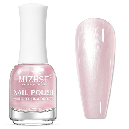 MIZHSE Pearlescent Pink Nail Polish 15ml front view