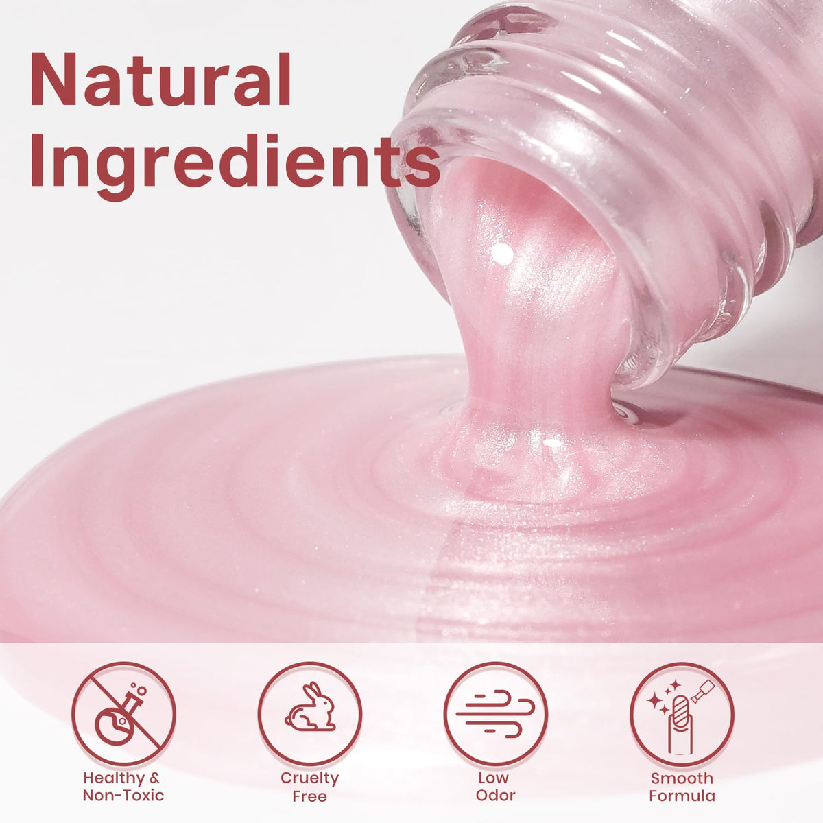 MIZHSE Pearlescent Pink Nail Polish bottle with brush