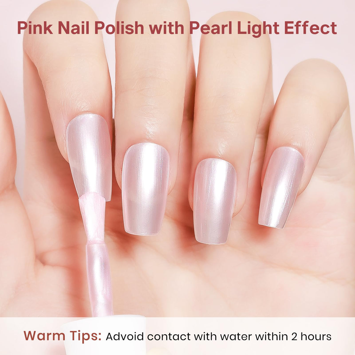 MIZHSE Pearlescent Pink Nail Polish close-up of colour