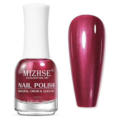 MIZHSE Pearlescent Red Nail Polish 15ml front view