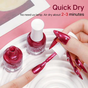 MIZHSE Pearlescent Red Nail Polish close-up of brush