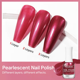 MIZHSE Pearlescent Red Nail Polish swatch on nails