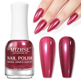 MIZHSE Pearlescent Red Nail Polish with nail care tools
