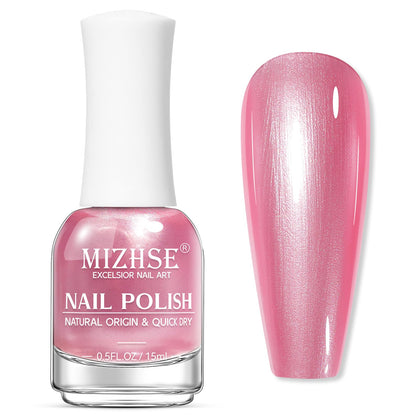 MIZHSE Pearlescent Rose Pink Nail Polish 15ml front view