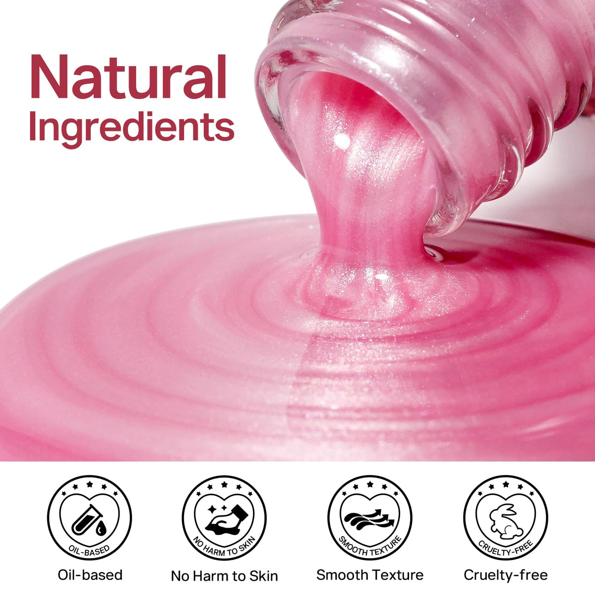 MIZHSE Pearlescent Rose Pink Nail Polish bottle with brush