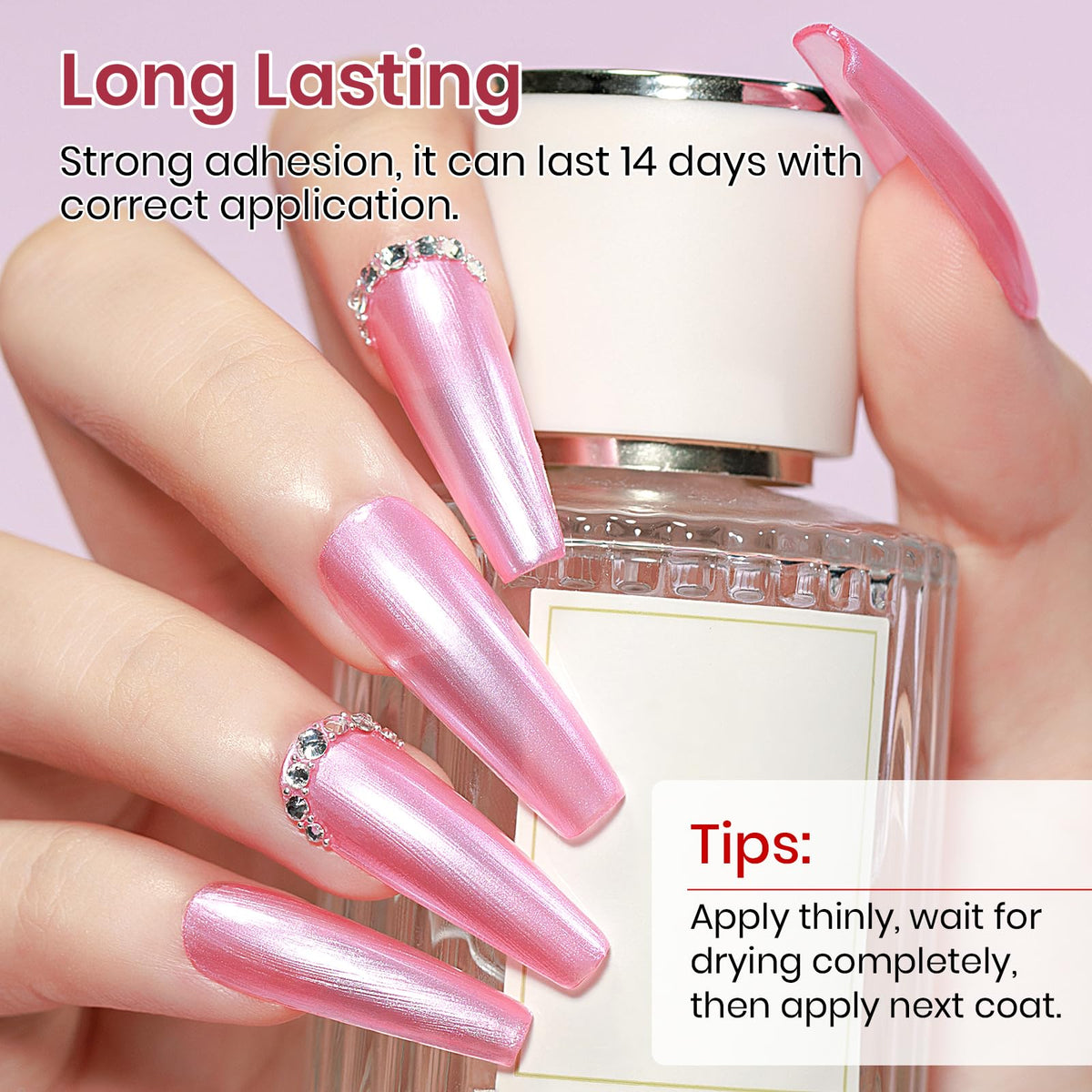 MIZHSE Pearlescent Rose Pink Nail Polish close-up of texture