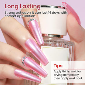 MIZHSE Pearlescent Rose Pink Nail Polish close-up of texture