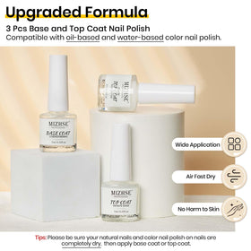 MIZHSE Quick Dry Base and Top Coat Set with natural ingredients label