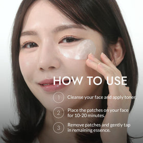 MIZON Pure Pearl Eye Gel Patch in use on a model