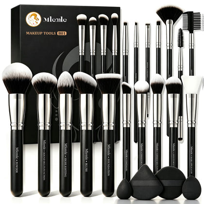 Mlemle 25 Pcs Makeup Brushes Set in elegant packaging