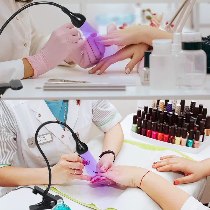 mlogiroa Clip-On UV Nail Light side view showing flexible gooseneck