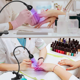 mlogiroa Clip-On UV Nail Light side view showing flexible gooseneck