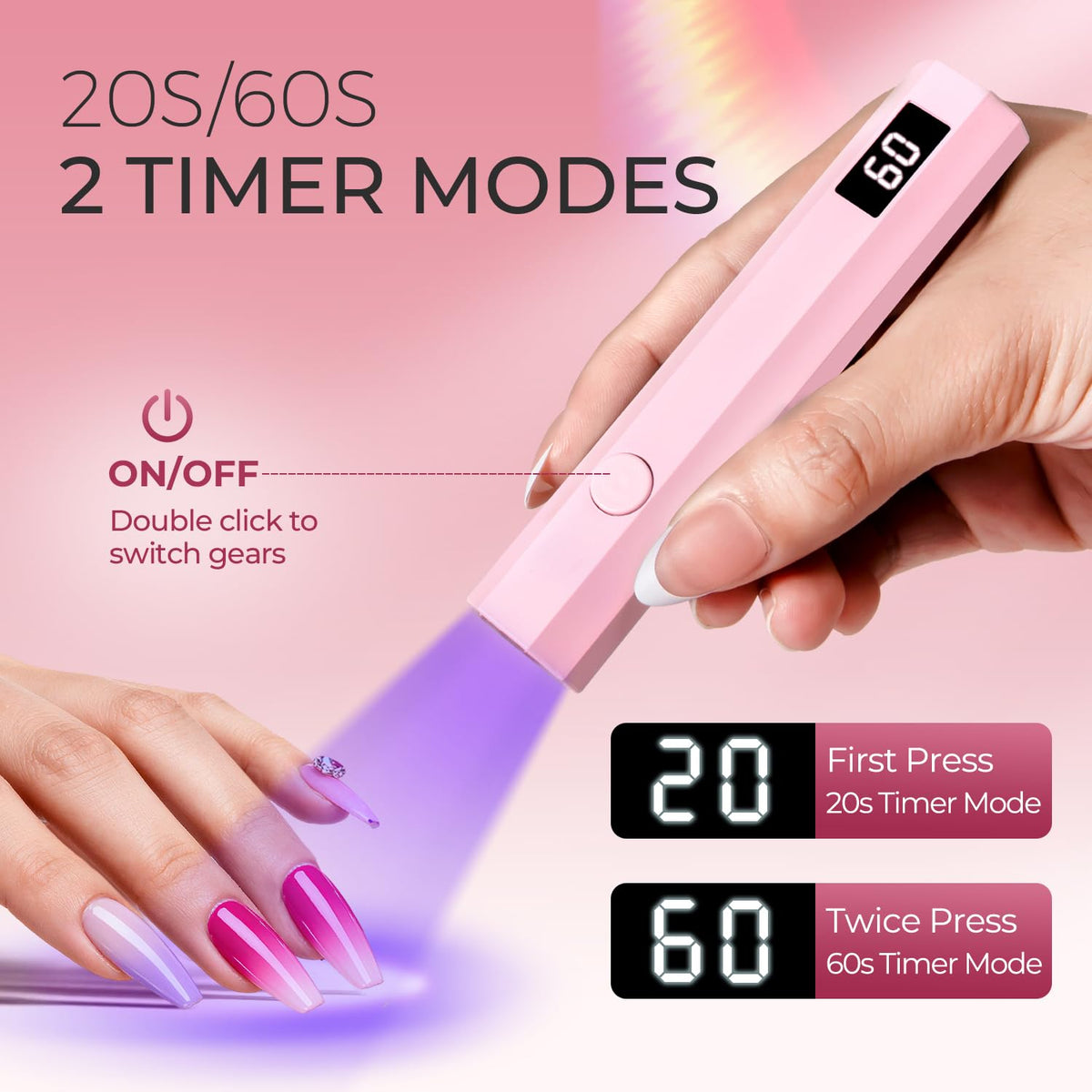 mlogiroa UV Nail Lamp in use with nails drying