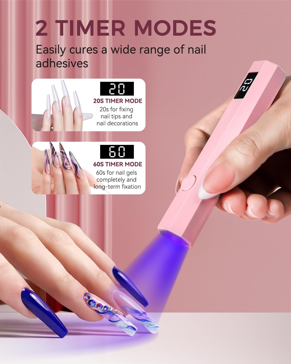 mlogiroa UV nail light in use curing nail polish