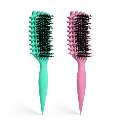 MMBVSZ Curly Hair Brush front view in green and pink