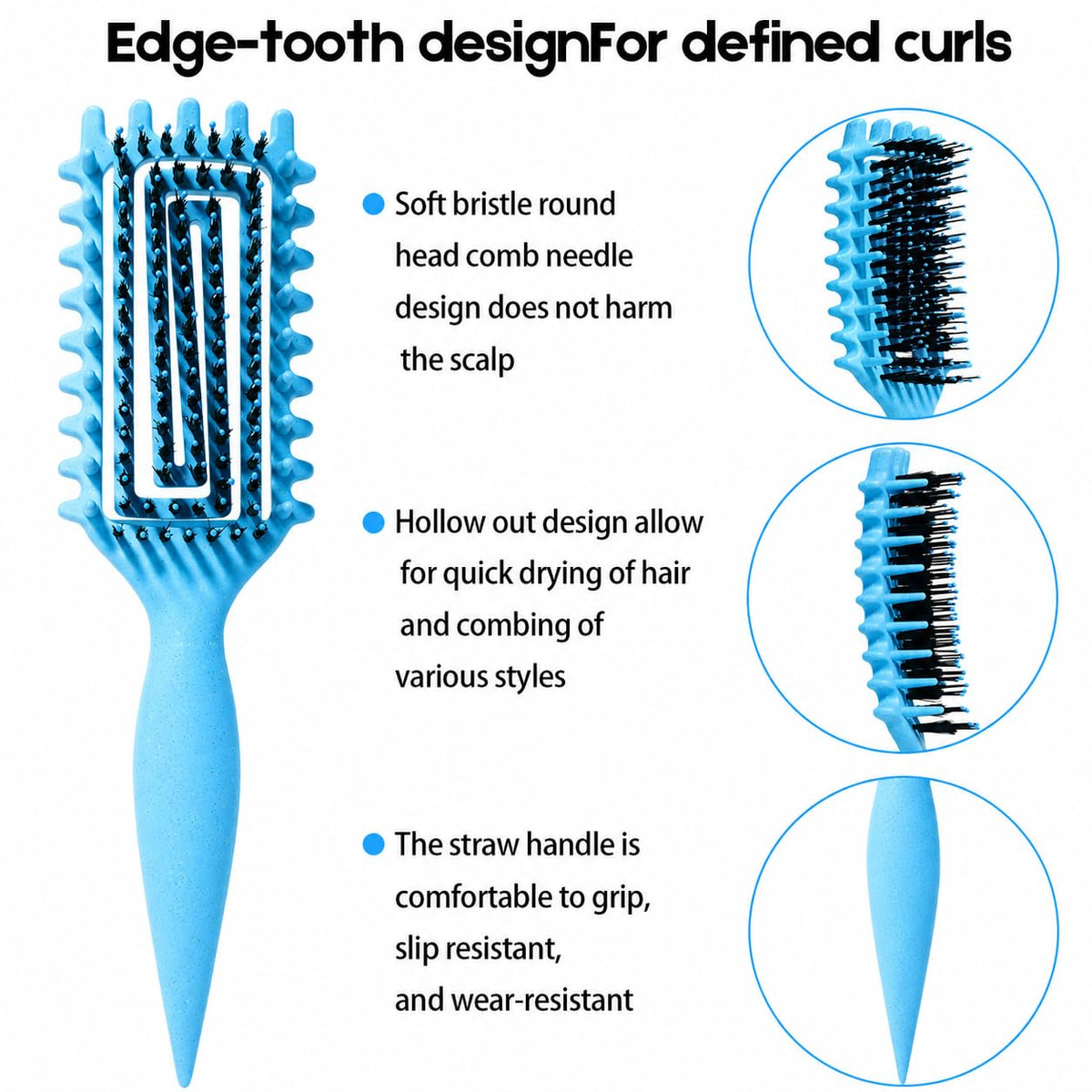 MMBVSZ Curly Hair Brush Sky Blue side view