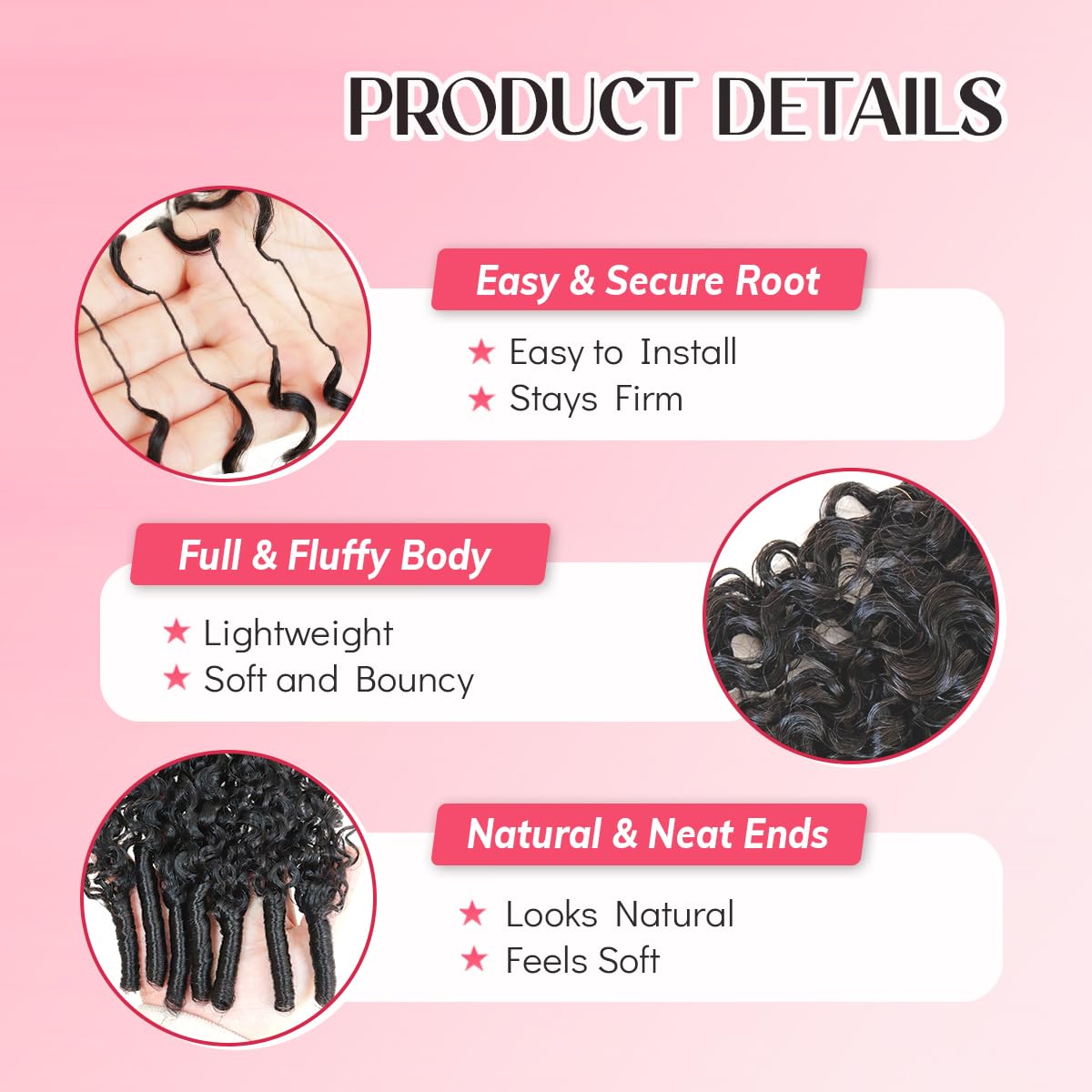Mnador Burmese Curly Crochet Hair 60g styled in a high ponytail