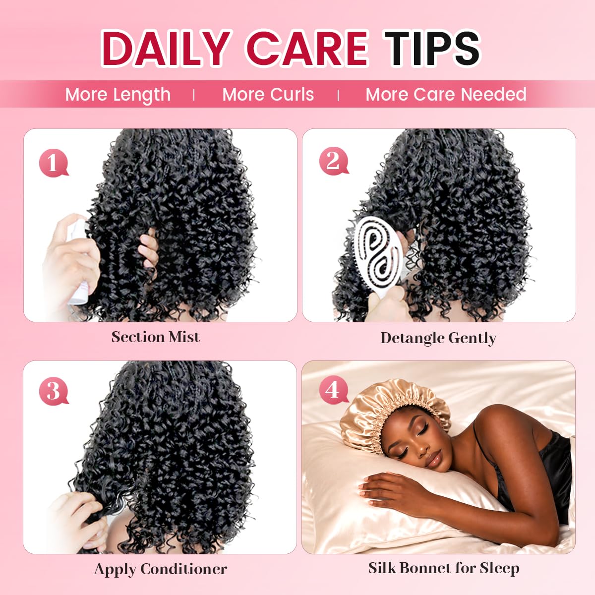 Mnador Burmese Curly Crochet Hair side view