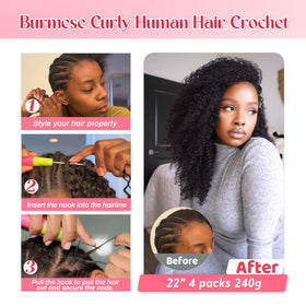 Mnador crochet hair displayed with duckbill clips