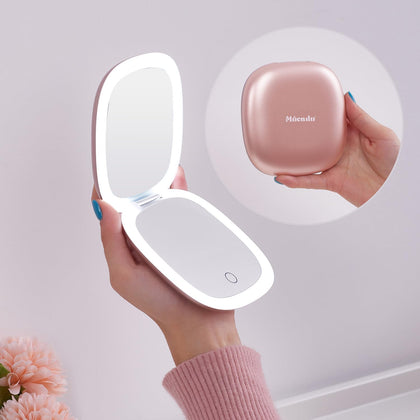 Mocado Compact LED Makeup Mirror front view with touch screen