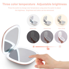 Mocado Compact LED Makeup Mirror with USB charging cable
