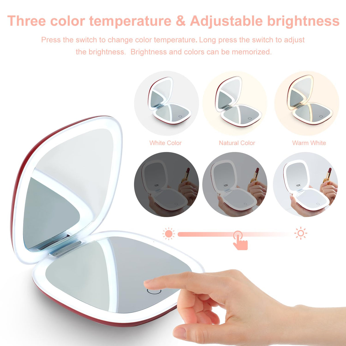 Mocado Compact Mirror side view with touch button