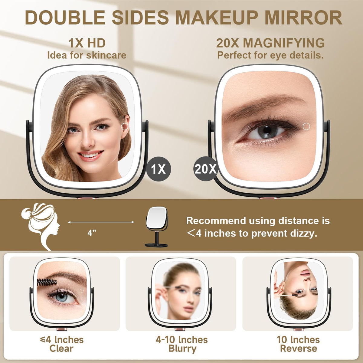 Mocado Makeup Mirror with adjustable height and rotation