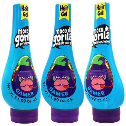 Moco de Gorila Hair Styling Gel pack of 3, front view of bottles