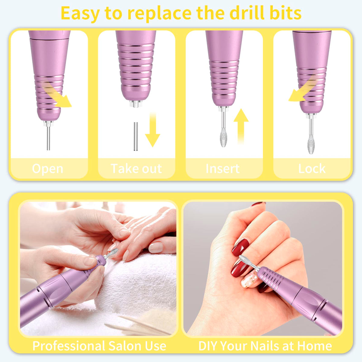 MOCOWIND Nail Drill charging with power cable