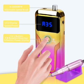 MOCOWIND Nail Drill in a lifestyle setting on a manicure table