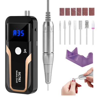 MOCOWIND Portable Nail Drill black model front view