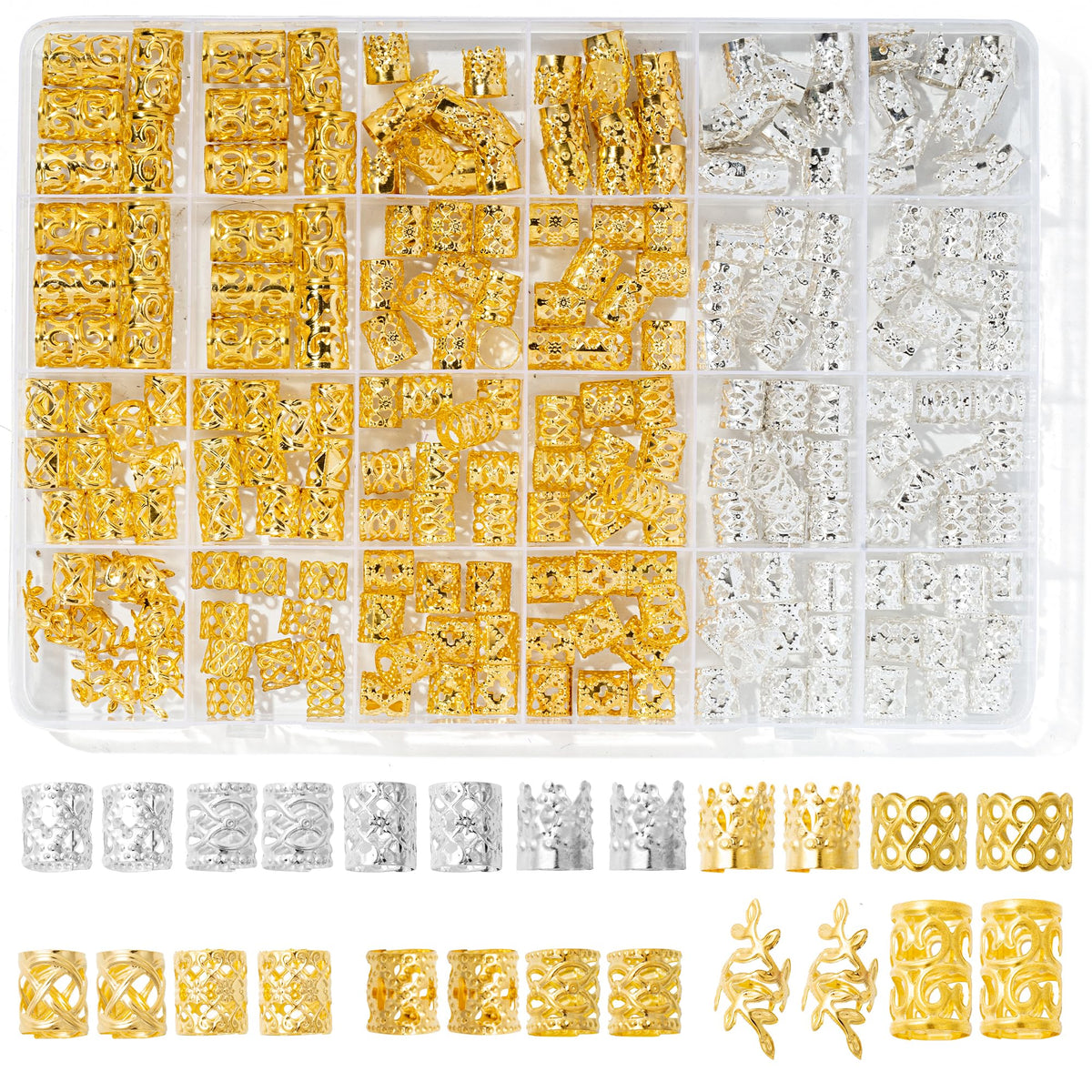 MODASER 220 Pcs Gold Hair Jewelry assorted styles front view