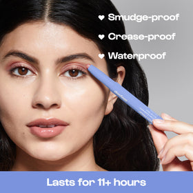 Model applying ALLEYOOP 11th Hour Cream Eyeshadow Stick Rose Shimmer