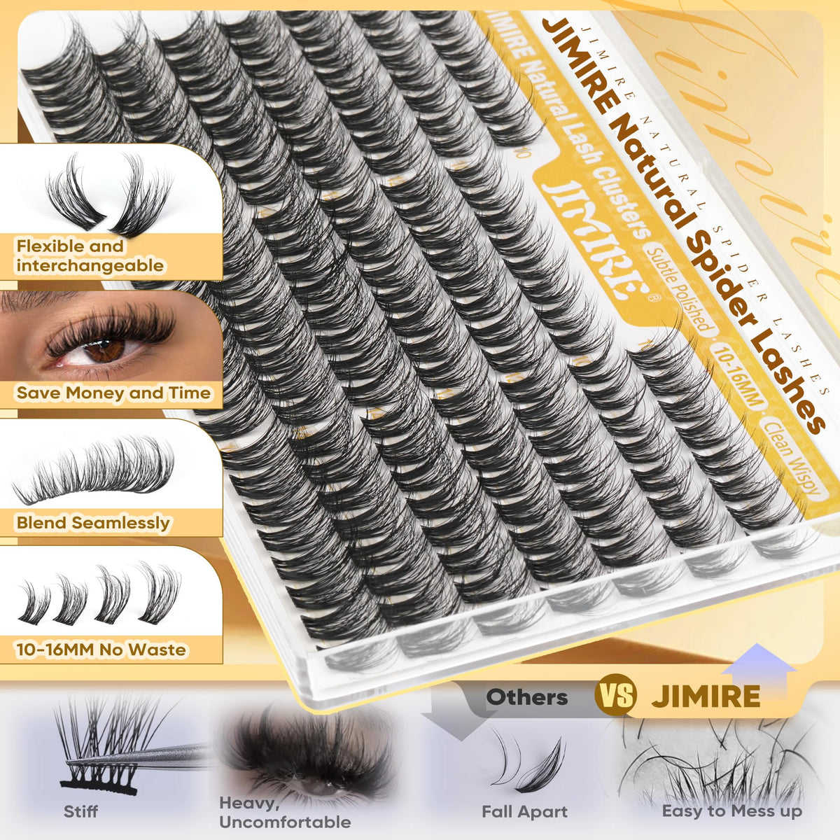 Model applying JIMIRE Spider Lash Clusters during makeup