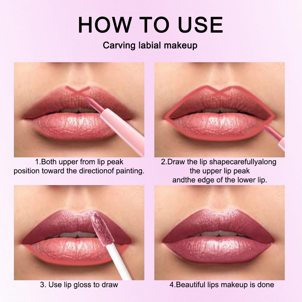 Model applying Kaely Mauve Metallic Lipstick